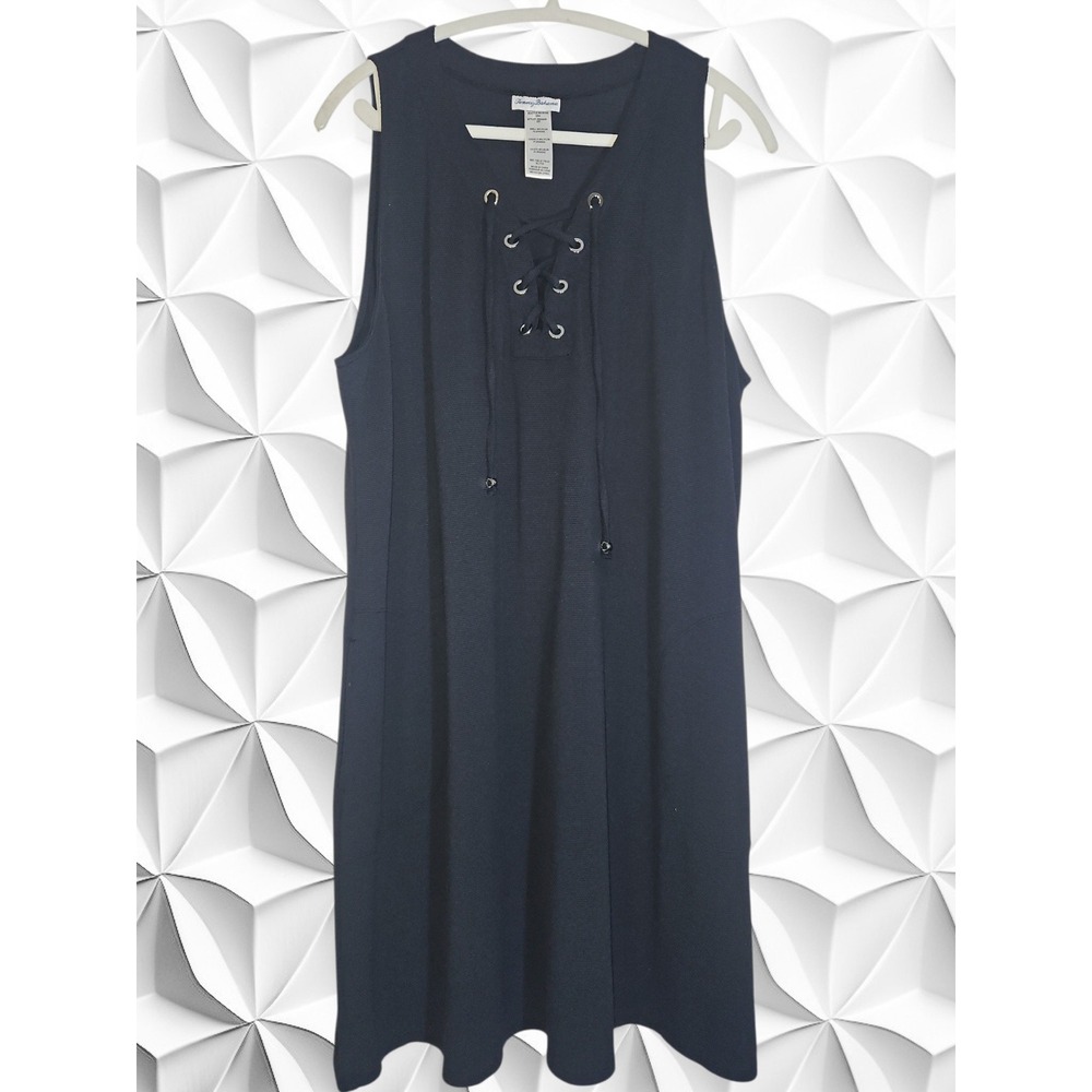 Tommy Bahama Black Lace Up V-Neck Sleeveless Shift Dress XL SS500095